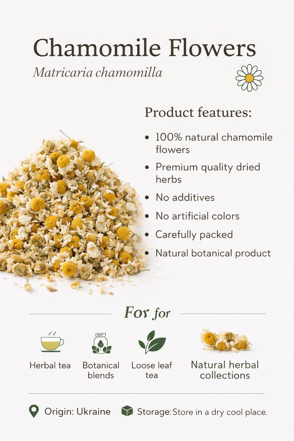 Chamomile Flowers Tea | Matricaria Chamomilla | Dried Herbal Teas ...