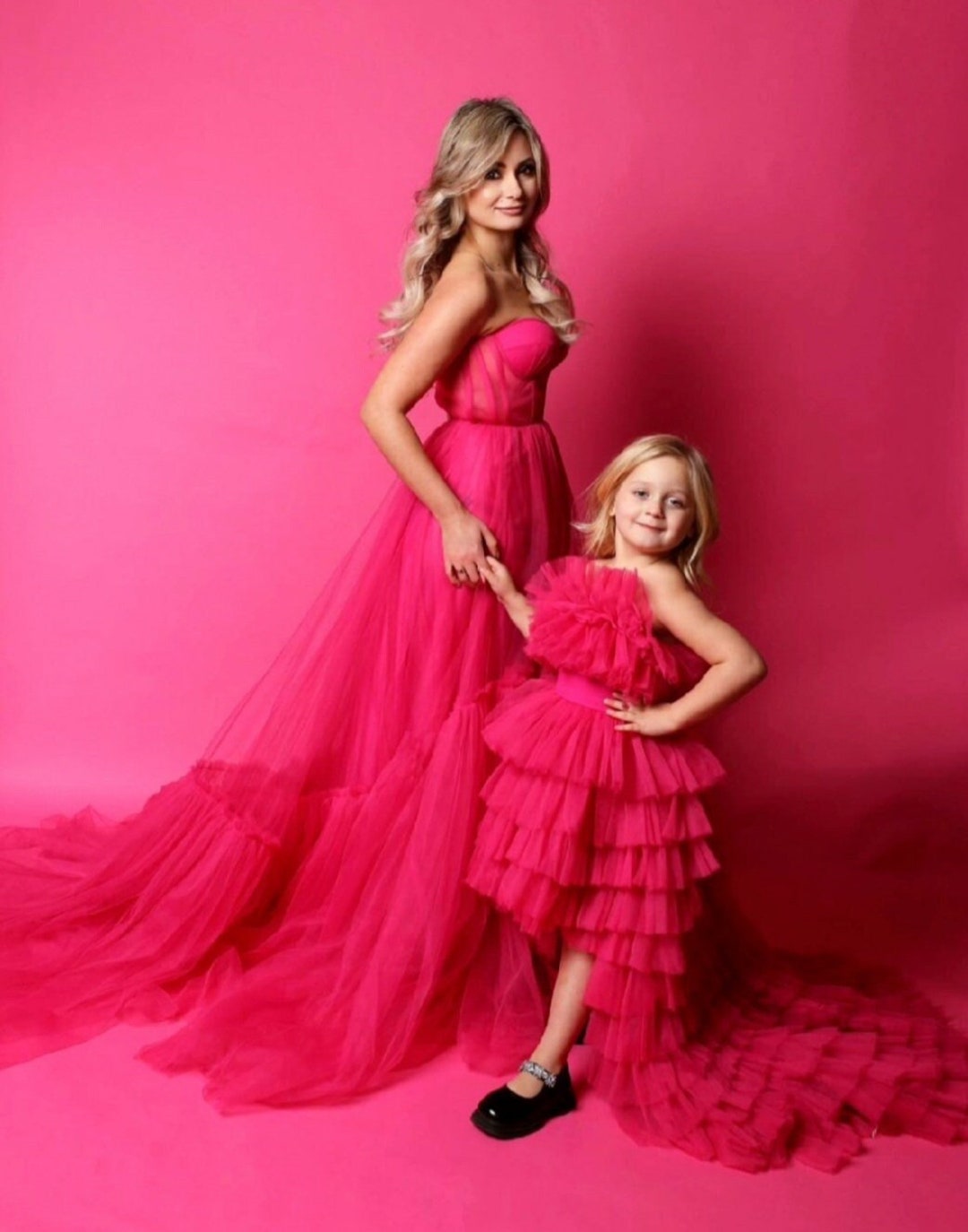 Pink Mother Daughter Matching Dresses Pink Mommy and Me - Etsy