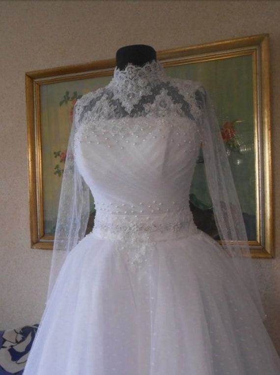White Wedding Dress Vintage Long Sleeves Wedding Dress With Etsy