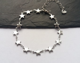 Star Bracelet, Star Jewellery, Star Chain bracelet, Star gifts, Gift for Her, Link Bracelet, silver bracelet, Handmade