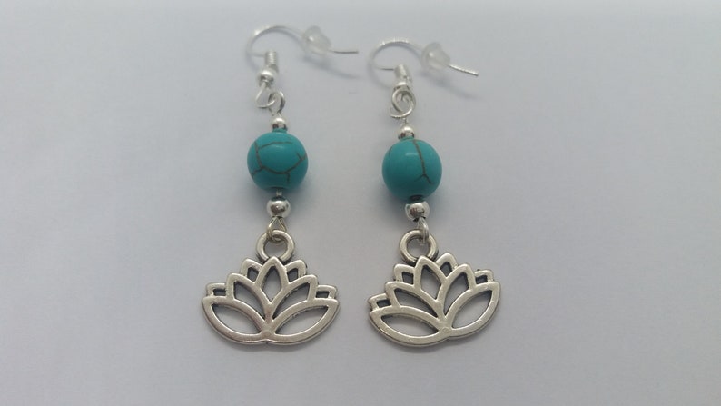 Lotus Flower Earrings, Yoga Earrings, Charm Earrings, Silver Yoga Gifts, Yoga Jewellery, Lotus Flower Jewellery, Gift for Her, Yoga Jewelry image 4