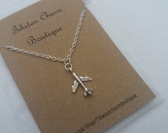 Aeroplane Necklace, Charm Necklace, Airplane Necklace, Travel Gifts