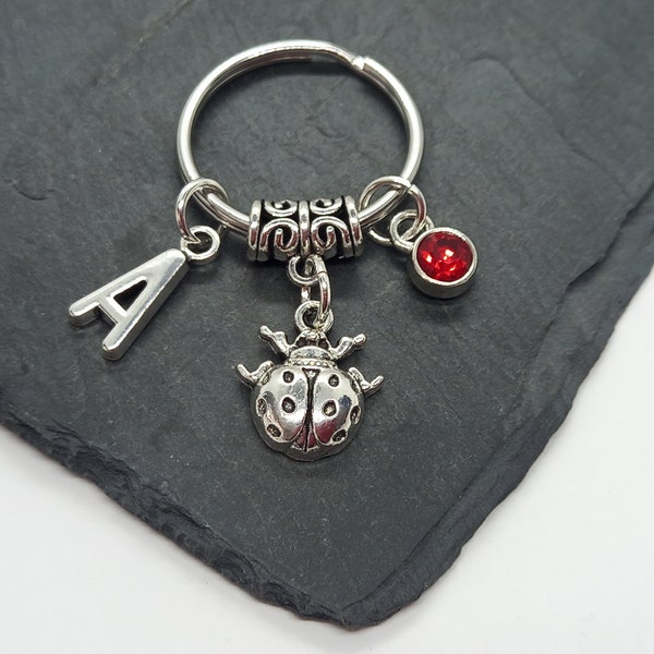 Ladybird Charm Keyring, Personalised Gifts, Ladybug Keychain, Insect Lovers Gift, Bag Charms