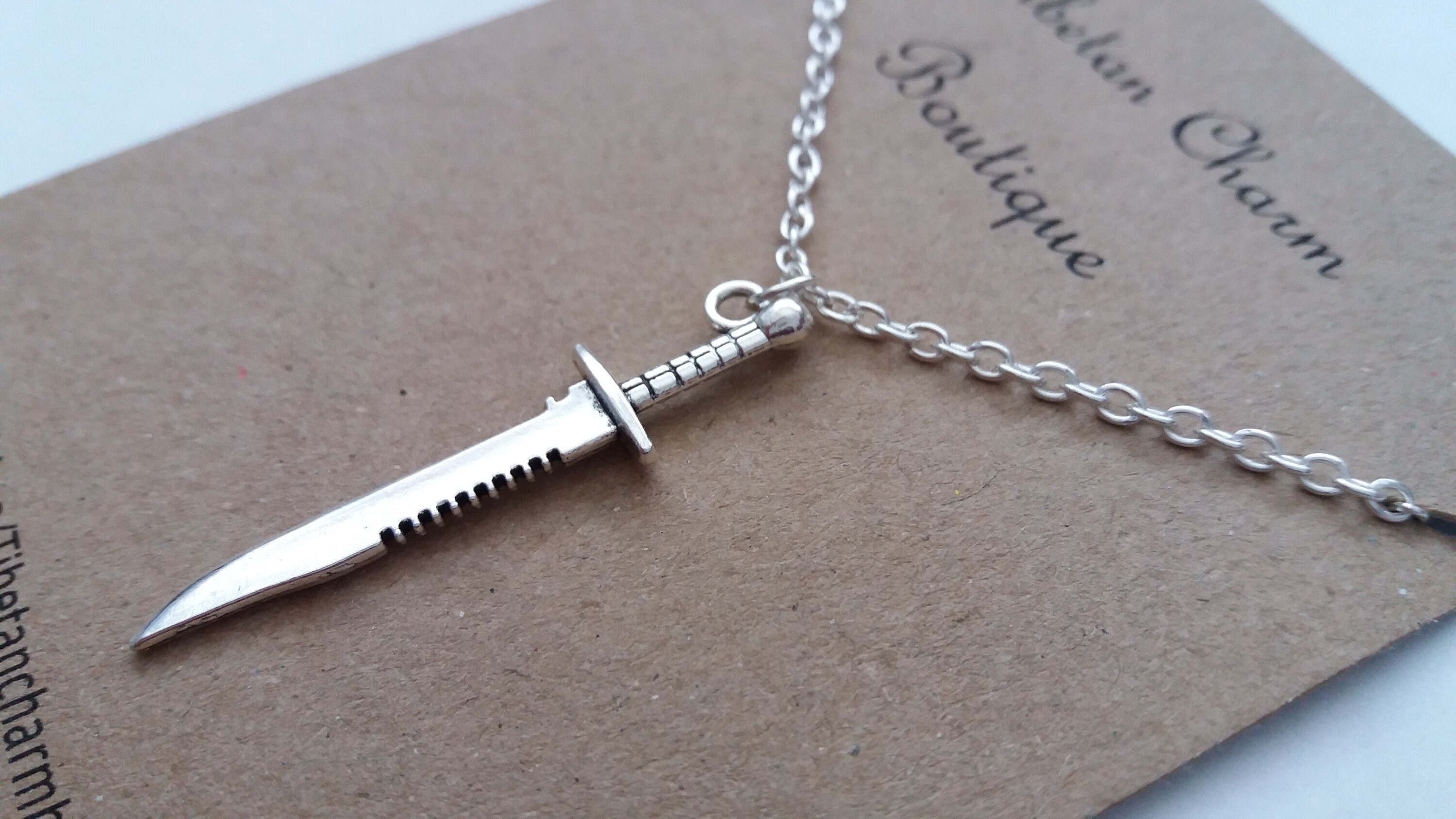 Dagger Necklace Knife Necklace Charm Necklace Etsy