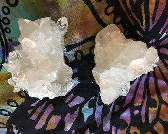 Apophyllite Clusters, Raw Crystals, Spirituality, Meditation, Free Multi-color Chakra Chart