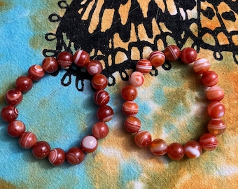 Carnelian Round Beads 10 MM Stretch Bracelet Creativity