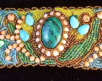 Sea Treasure bead embroidered cuff