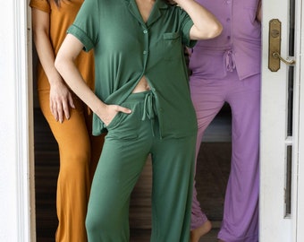 Women’s Pajamas - Bridal Pjs, Personalized Bridesmaid Pajamas, Something Blue Outfit, Bachelorette Party, Sleep Over Pajamas, Proposal Gifts