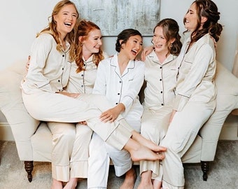 Women's Pj Sets | Satin Long Bridesmaid Pajama Set | Pajamas | Satin Pajamas | Satin Pajama Set | Long Silky Pajamas | Long Pants Pajamas