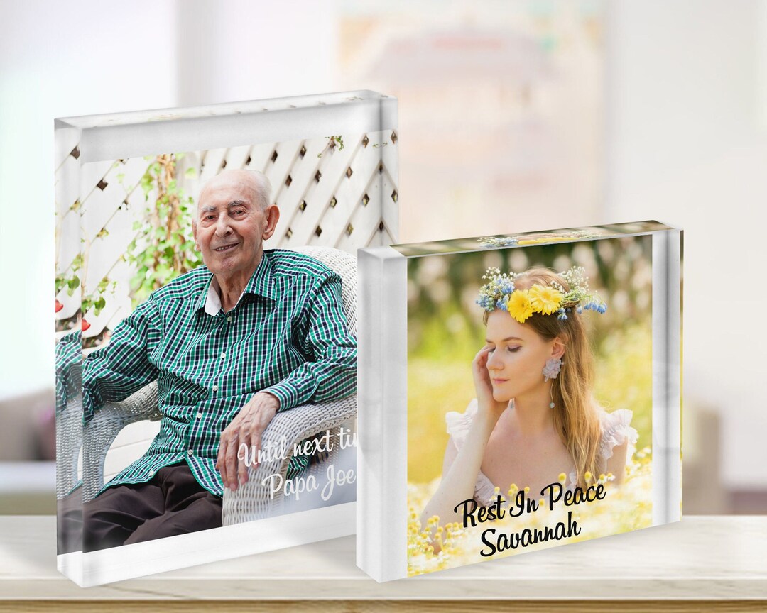 Acrylic Glass Photo Block, Crystal Glass Photo, Memorial Photos, in ...
