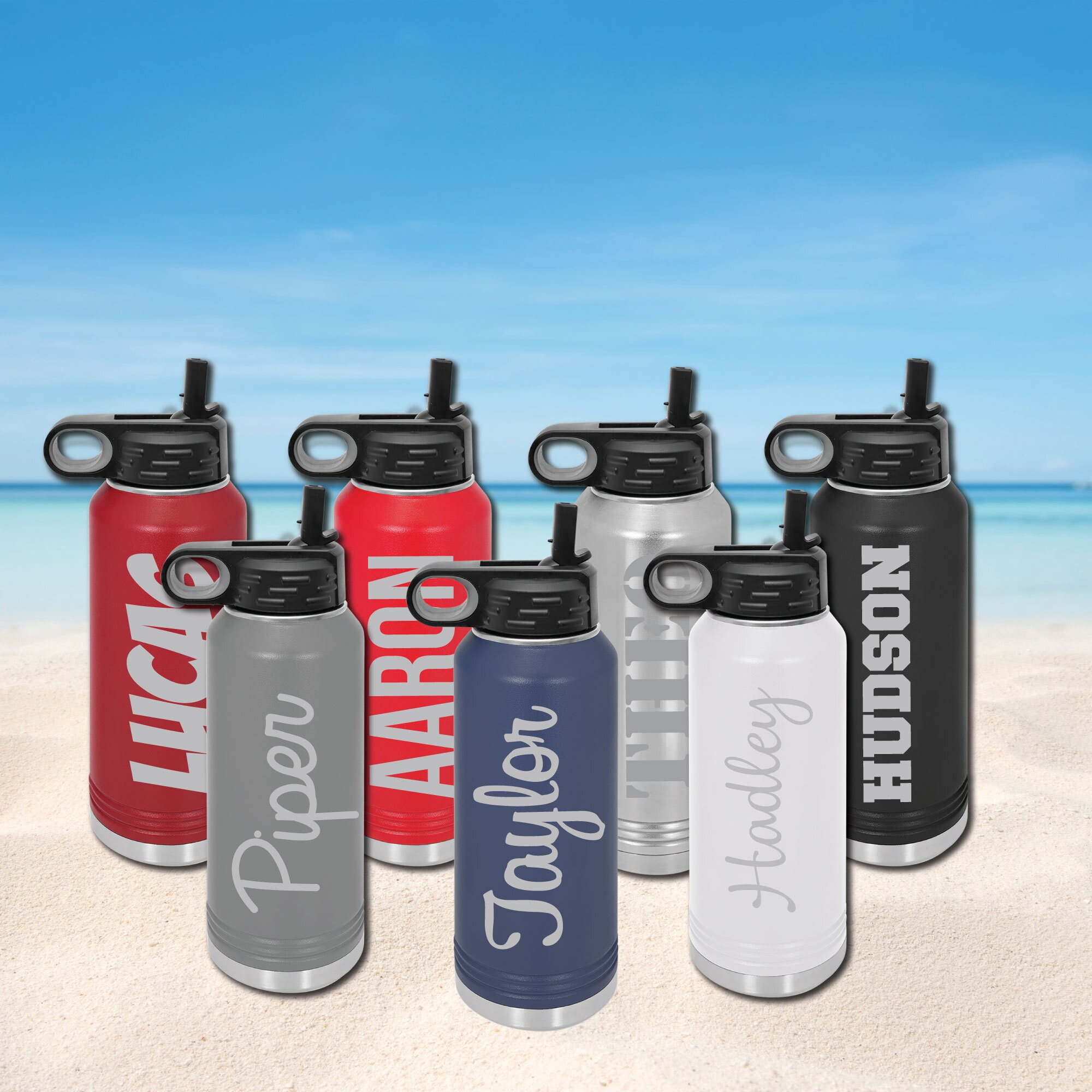 Personalized Engraved 32 Oz Stainless Steel Powder Coated Water Bottle ...