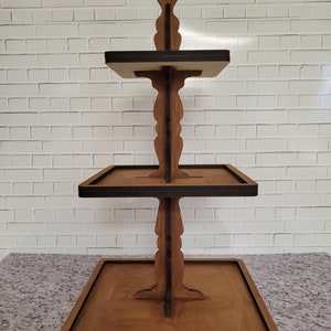 Unfinished DIY Wooden 3 Tiered Square Tray for Decor- Paint Your Own Tiered Tray