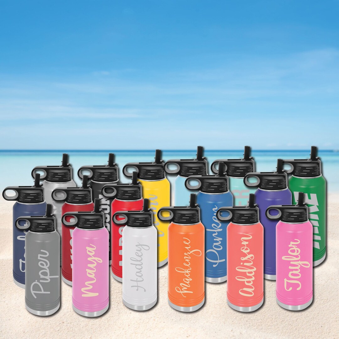 Personalized Engraved 32 Oz Stainless Steel Powder Coated Water Bottle ...