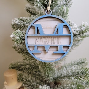 Personalized Wooden Round Shiplap Monogram & Name Christmas Ornaments - Name Tags - Gift Tags