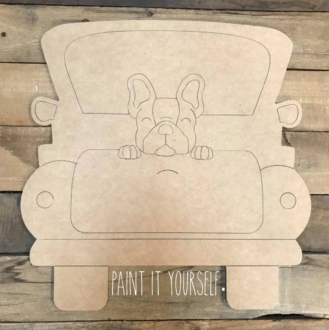 Unfinished DIY Wooden Truck Cutout With English Bulldog Paint Your Own