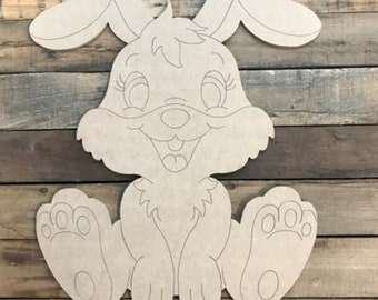 Unfinished DIY Wooden Easter Bunny Cutout - Paint Your own Spring Sign