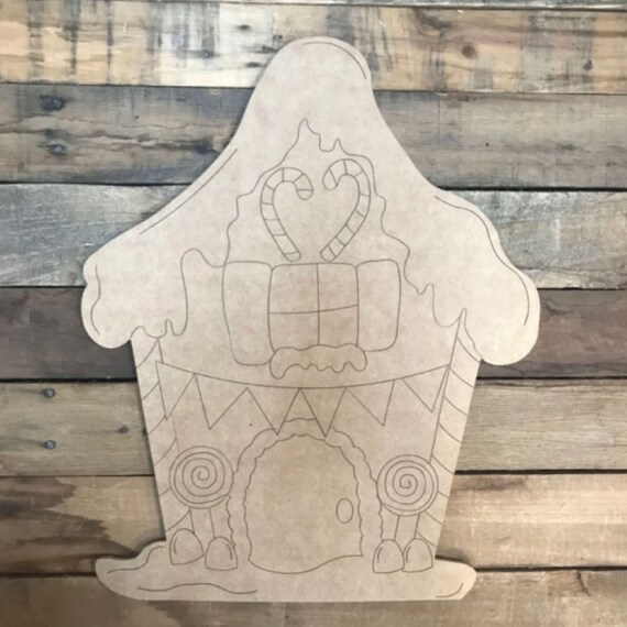 Unfinished DIY Wooden Gingerbread House Cutout Paint Your Etsy