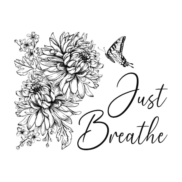 Magnolia Design Co Silk Screen Reusable Adhesive Stencil | Just Breathe | 8.5" x 11" | Chalk DIY