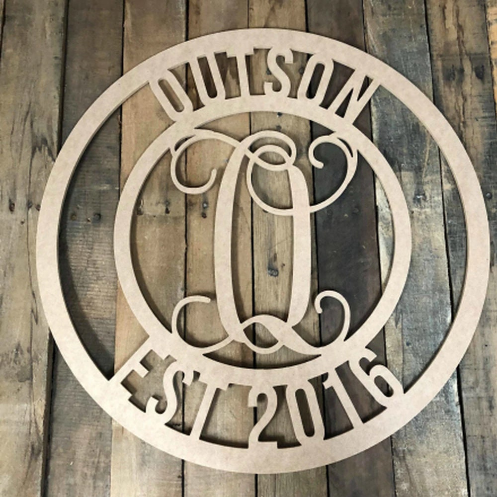 Inacabado DIY Círculo de madera Inicial con nombre y Etsy