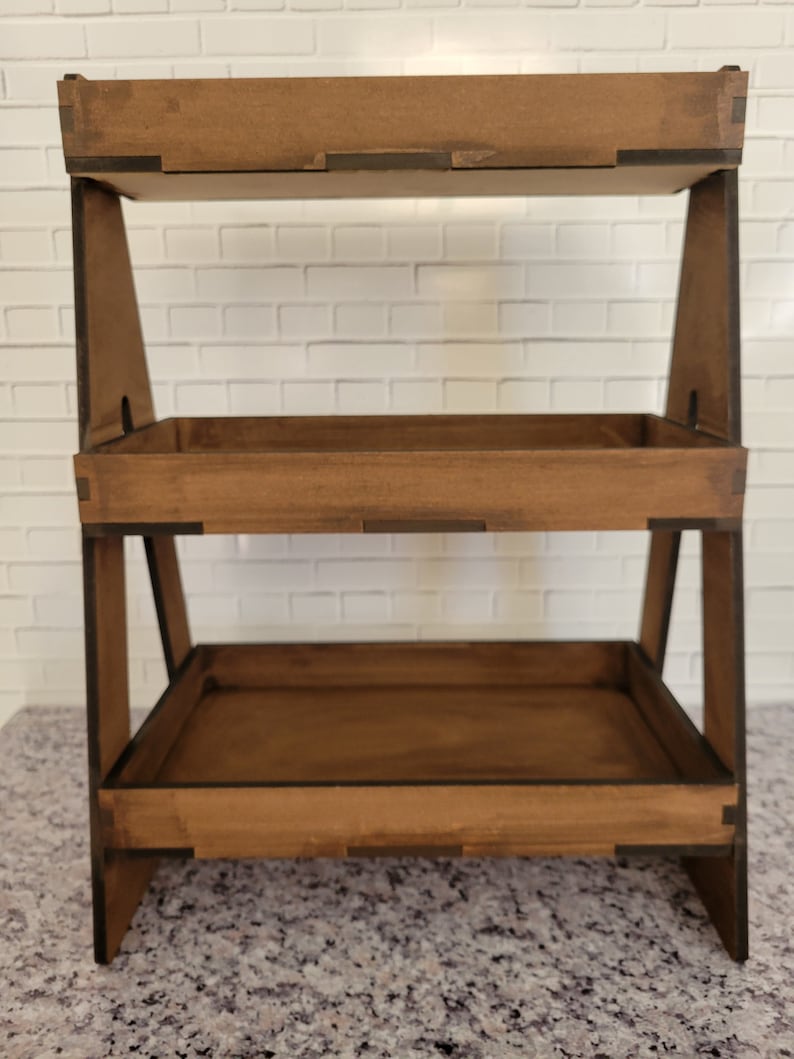 Unfinished DIY Wooden 3 Tiered Tray Shelf for Decor- Paint Your Own ...
