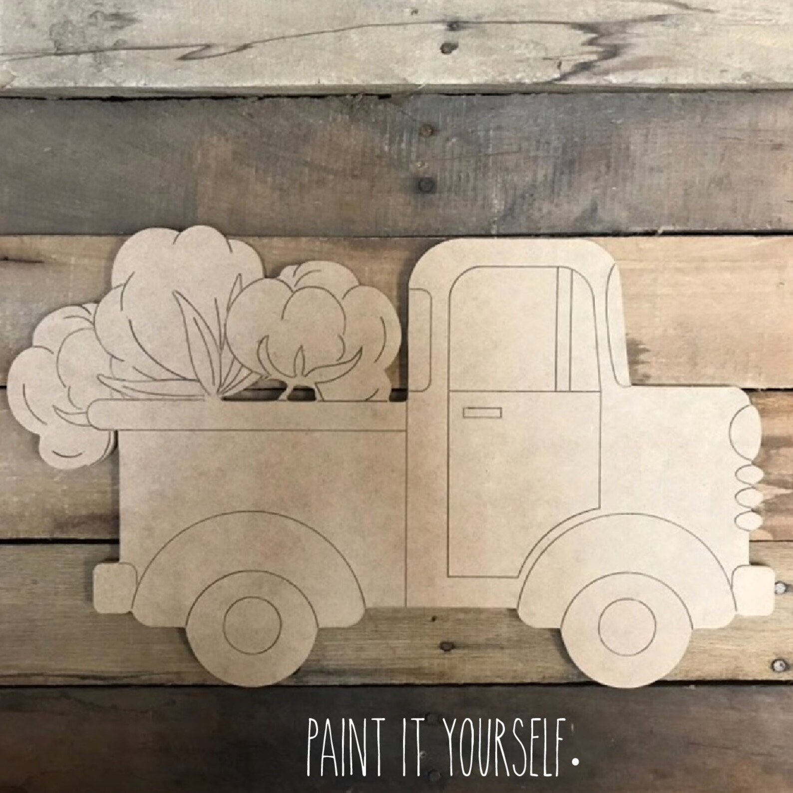 Unfinished DIY Wooden Truck Cutout With Cotton Paint Your Etsy