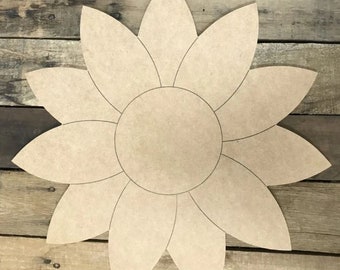 Unfinished DIY Wooden Sunflower Cutout - Paint Your own Spring Sign