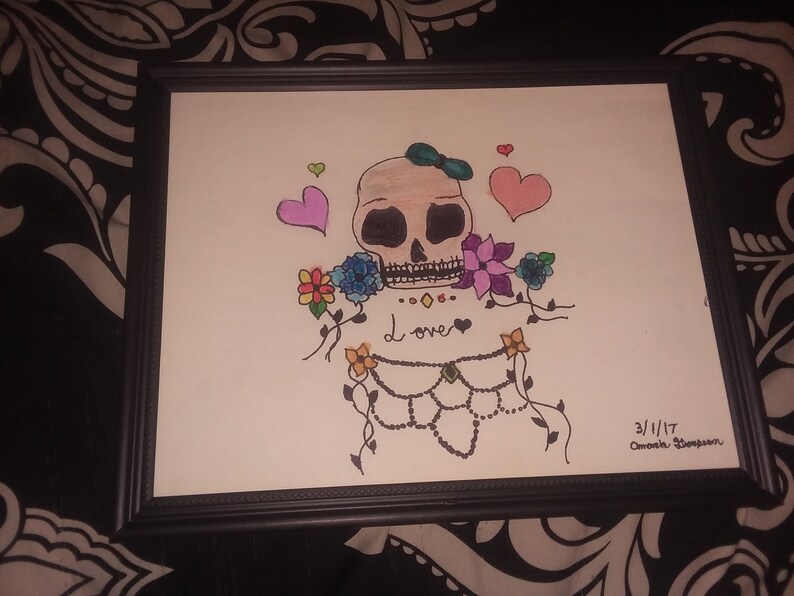 Tête De Mort Amour Dessin Et Pastel Gras