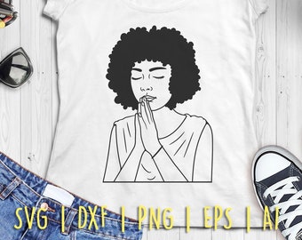 Praying Afro Woman SVG: Cricut Silhouette Cut File (Instant Download)