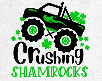 Crushing Shamrocks Monster Truck SVG, St Patricks Day Shirt Svg, Boy St Patricks Svg cut file, Cricut File, Silhouette Dxf, Instant Download