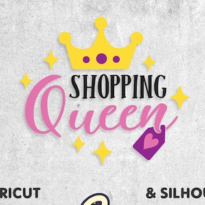 Shopping Queen SVG File, Shopping Shirt Design, Black Friday SVG, Svg Cut File For Cricut, Silhouette Files, Crown Clip Art, Dxf Png Eps Svg