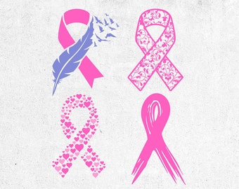 Pink Ribbon SVG Bundle: Breast Cancer Awareness Designs (Digital Download)