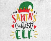 Santa's Cutest Elf SVG: Christmas Kids Clip Art (Digital Files)