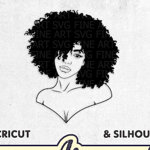 Afro Woman SVG: Black Queen Silhouette, Curly Hair Cut File (Digital Download)