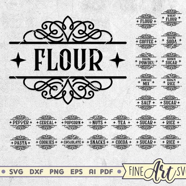 Pantry Labels SVG Cut files, Kitchen Labels Svg Bundle, Pantry organization svg, Farmhouse décor svg, svg files for Cricut and Silhouette