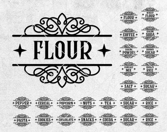 File di taglio SVG per etichette della dispensa: organizzazione della cucina in stile rustico (download digitale)