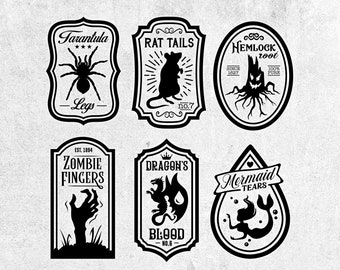Halloween-Tranketiketten SVG Bundle: Hexenapotheker-Schnittdateien