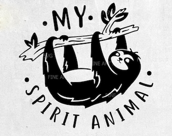 Sloth Spirit Animal SVG, Sloth Cut File (Digital Download)