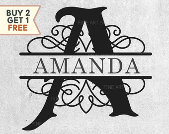 Split Monogram svg files, Monogram SVG, Dxf, Studio3, Eps, Png, Split Letter Monogram, Split monogram font, Monogram Alphabet for Cricut