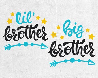 Lil Brother SVG File, Big Brother SVG file, Little Brother svg file for Cricut, Silhouette Cameo, Hand lettered svg, dxf png eps, cut files