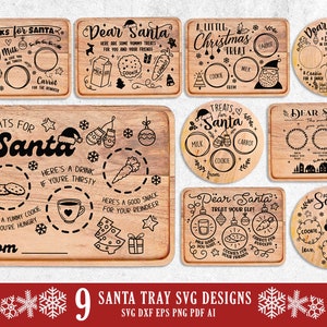 Vassoio di Babbo Natale SVG, Piatto di biscotti di Babbo Natale SVG, Caro Babbo Natale SVG, File per Cricut Silhouette Glowforge, File per vassoio di Natale, Natale in famiglia SVG