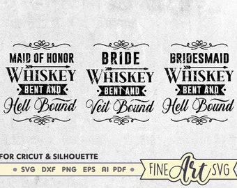 Whiskey Bent Bachelorette SVG Bundle: Bride Tribe Cut Files (Digital Download)