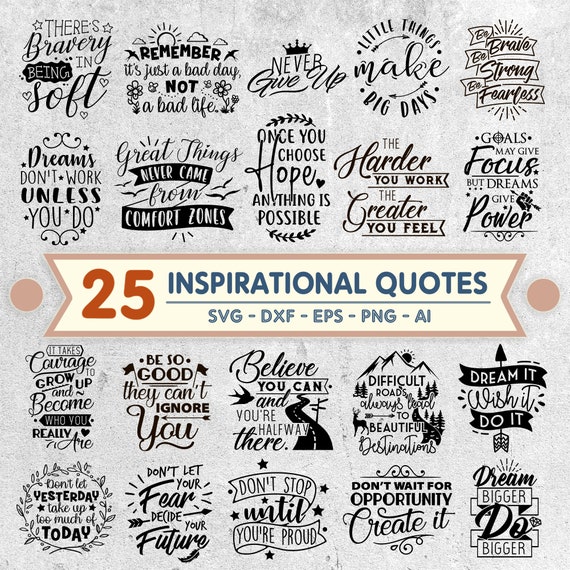 Download 25 Inspirational Svg Cut Files Motivational Quote Svg Bundle Etsy