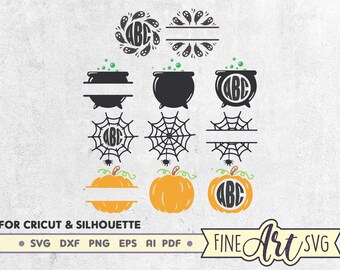 Pakiet SVG na Halloween: czarownica, dynia, pajęcza sieć, duch (do pobrania w wersji cyfrowej)