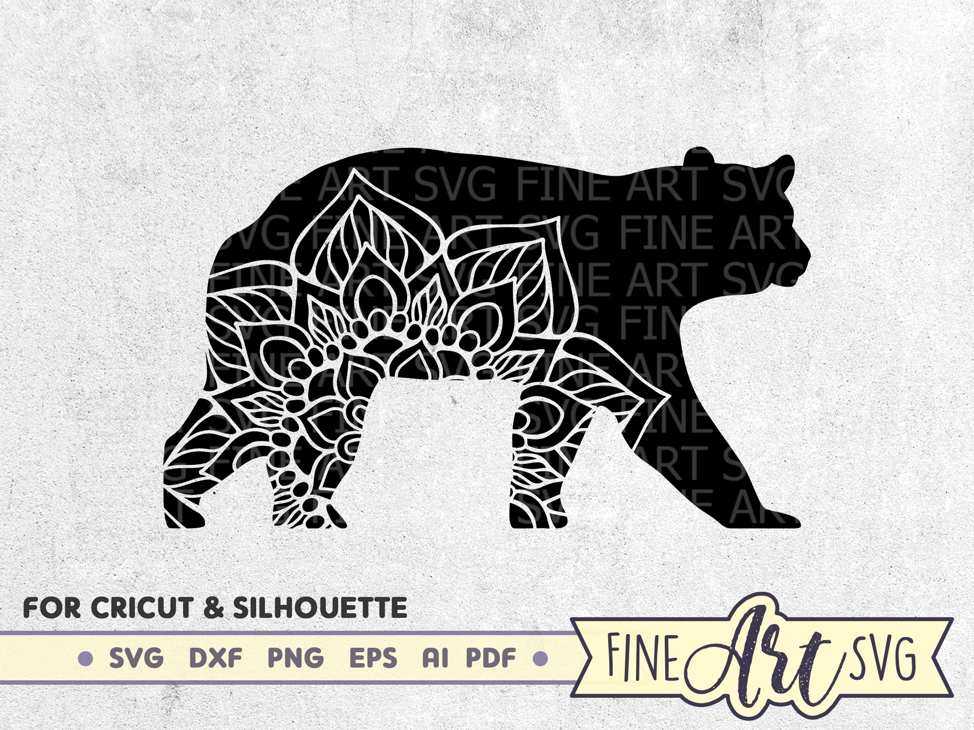 Download Floral Bear SVG Mandala Flower Svg Cutting File Boho Animal | Etsy