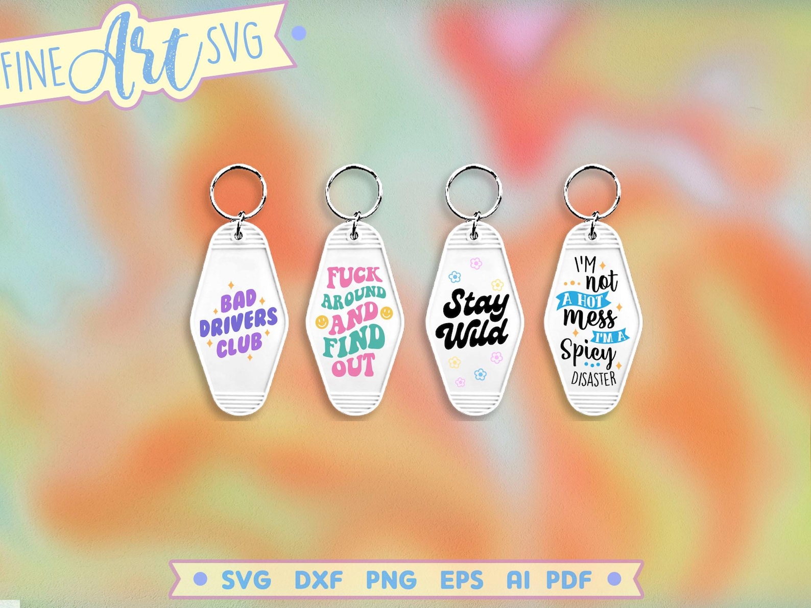 Retro Motel Keychain SVG Bundle: Sarcastic Quotes, Funny Sayings ...
