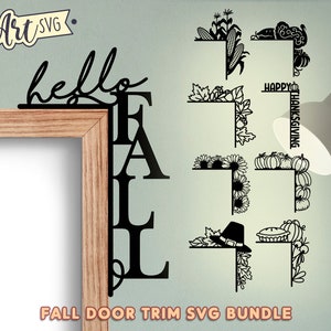 Fall door trims SVG Bundle. Thanksgiving door corner laser file. Digital design for Cricut Silhouette Glowforge. svg dxf eps png pdf ai