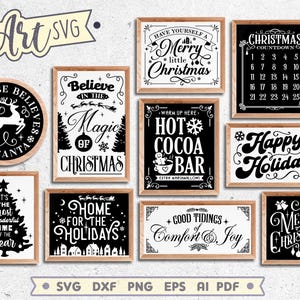 Christmas Signs SVG Bundle: Farmhouse Decor Cut Files (Digital Download)