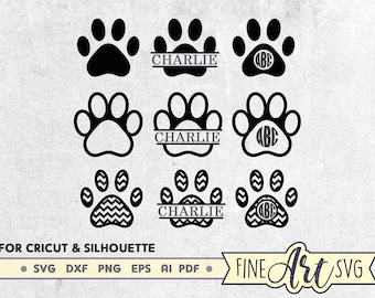 Paw Print Monogram SVG Bundle: Pet Lover Design (Digital Download)