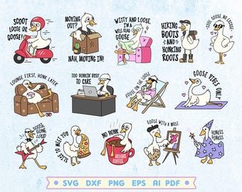Funny Goose SVG Bundle: Sassy Cartoon Goose Clipart (Digital Download