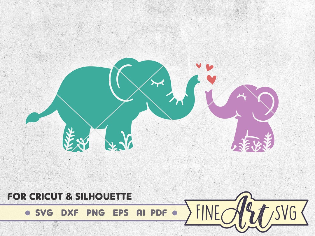 Elephant Mom and Baby SVG Cut File for Cricut Silhouette Cute Etsy